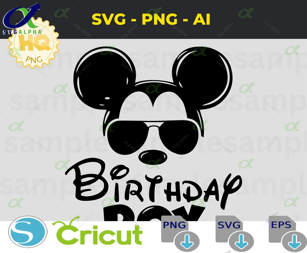 Birthday Boy Mouse SVG, Sunglasses Design, Kids Shirt, Digital Download